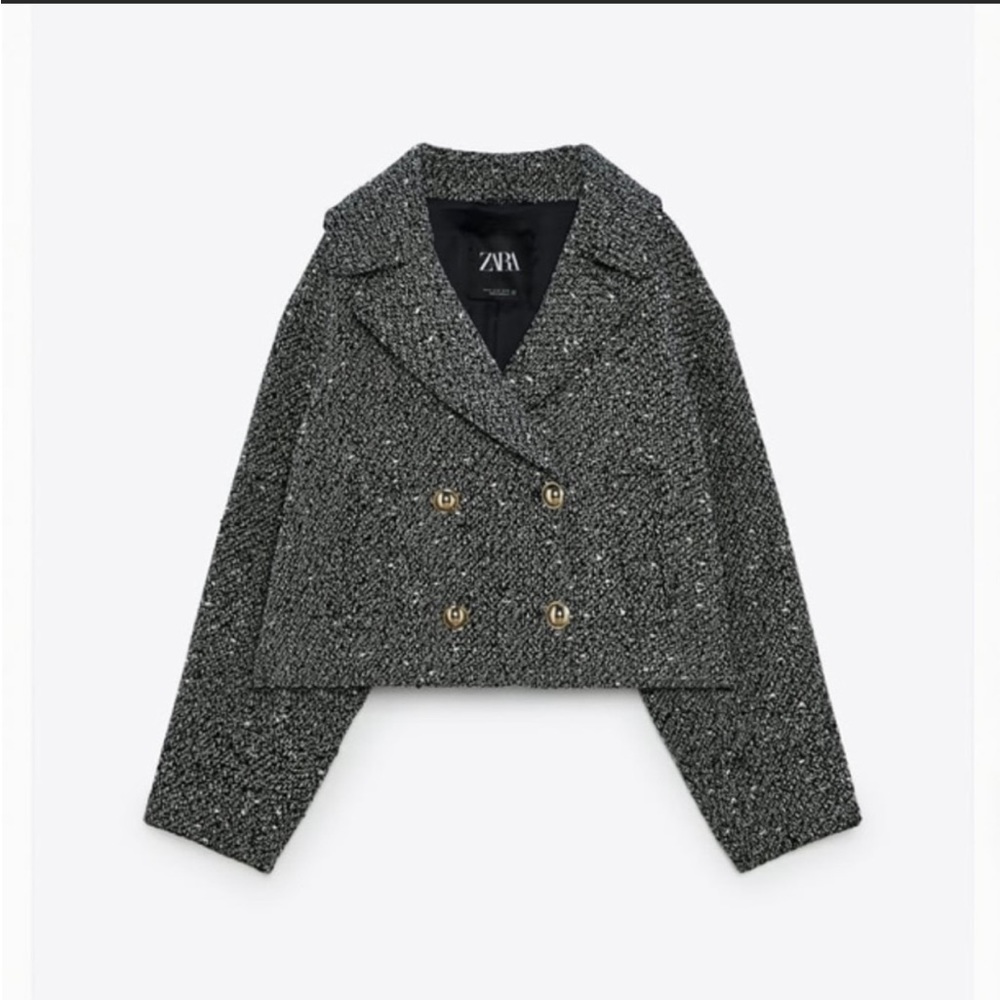 Cropped textured blazer